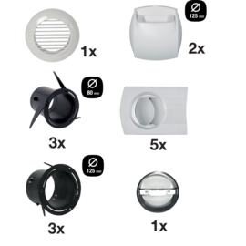 Kit de manguitos + bocas Auto para T3/T4 de extracción Ø125 mm / impulsión Ø80 mm